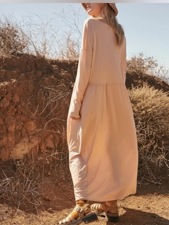 Free People Anytime Beach Cotton Midi Dress in Pink Sand Dune - Picture 2 of 7